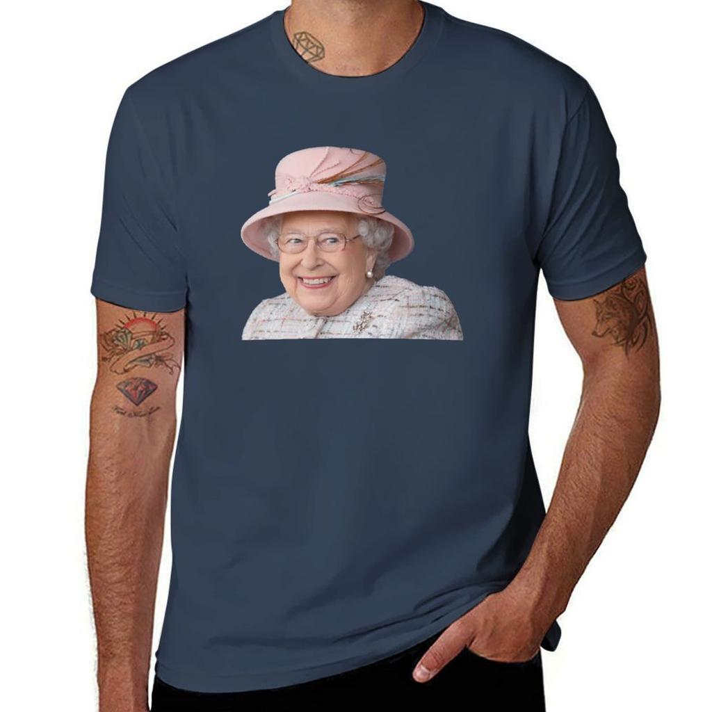 Queen Elizabeth T-shirt T Shirts For Man Graphic Vintage Cotton T Shirts Man 100% T-shirt