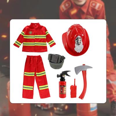 Kids Firefighter Costume Dress Up Clothes Birthday Festival Party