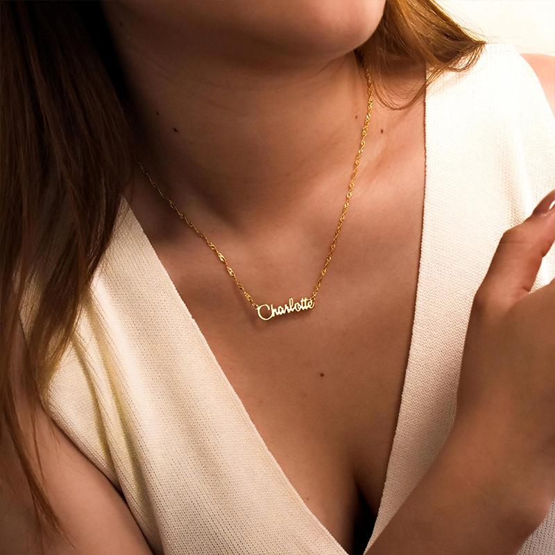 New North Custom Name Necklace Stainless Steel Jewelry Birthday Gift Water Wave Chain Customized Name Pendant Necklace for Women