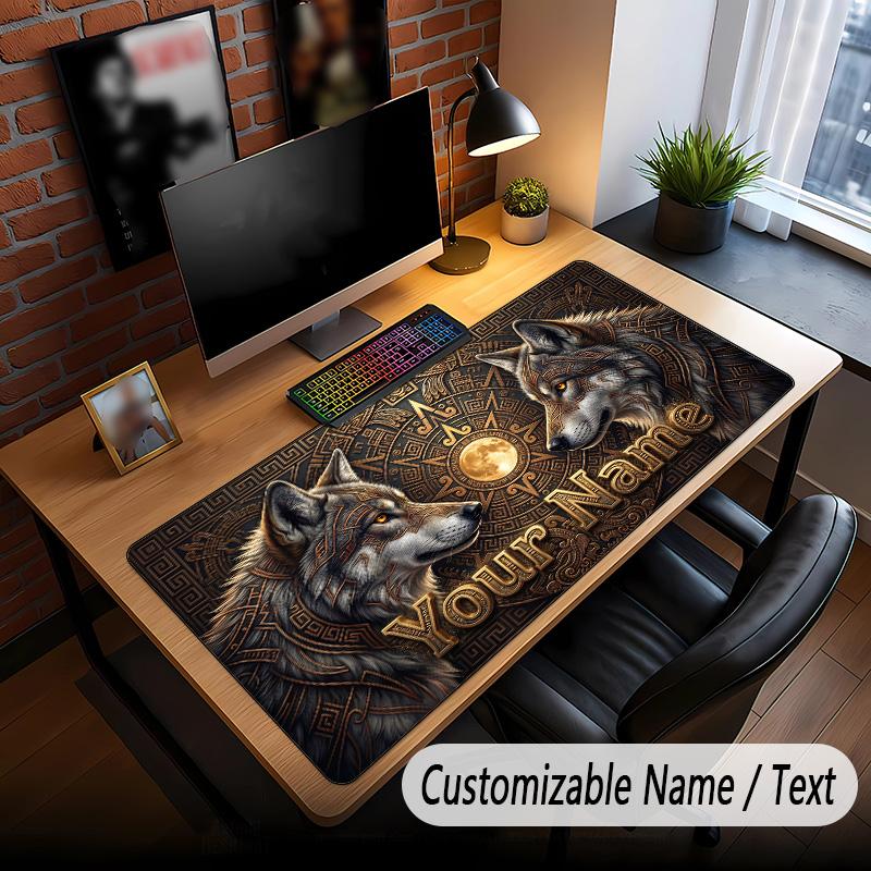 Wolf Theme Custom Mouse Pad Personalized With Name Text Customized Desk Mat For Office Home Decor