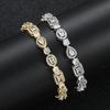 Trendy Iced Out Pear Cut Droplet Bracelet T-Bar Design Micro Pave Zircon Hip Hop Jewelry Streetwear Accessories Factory