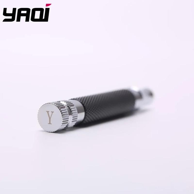 Yaqi Mens Chrome Color And Black Safety Razor Handle Portable Travel Replace Accessory For Shaving Brush 2025
