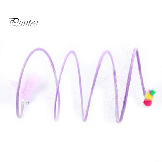 Soft with Feather Interactive Toy Foldable Tunnel Kitten Tunnel Teaser Cat Channel Tube Pet Toy