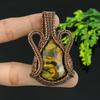 Natural Bamboo Jasper Gemstone Handmade Copper Wire Wrap Pendant 2.25 Z0g81