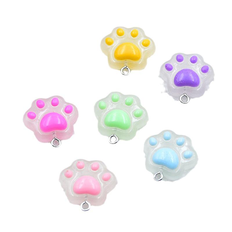 Luminous Resin Kitten Paw Pendant Charm Jewelry Accessory