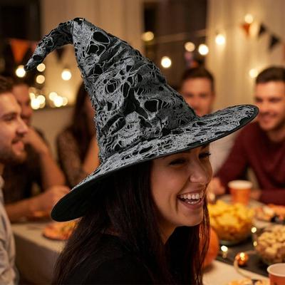 Gothic Halloween Wizard Hat Tall Pointed Cone Top Cosplay Witch Cap  Cosplay Events
