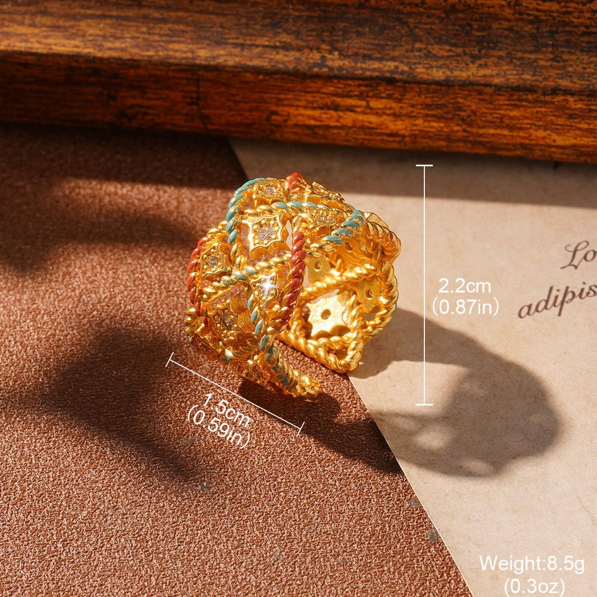 Medieval pearl earrings French turquoise court style high-end painted index finger ring niche design ear buckle