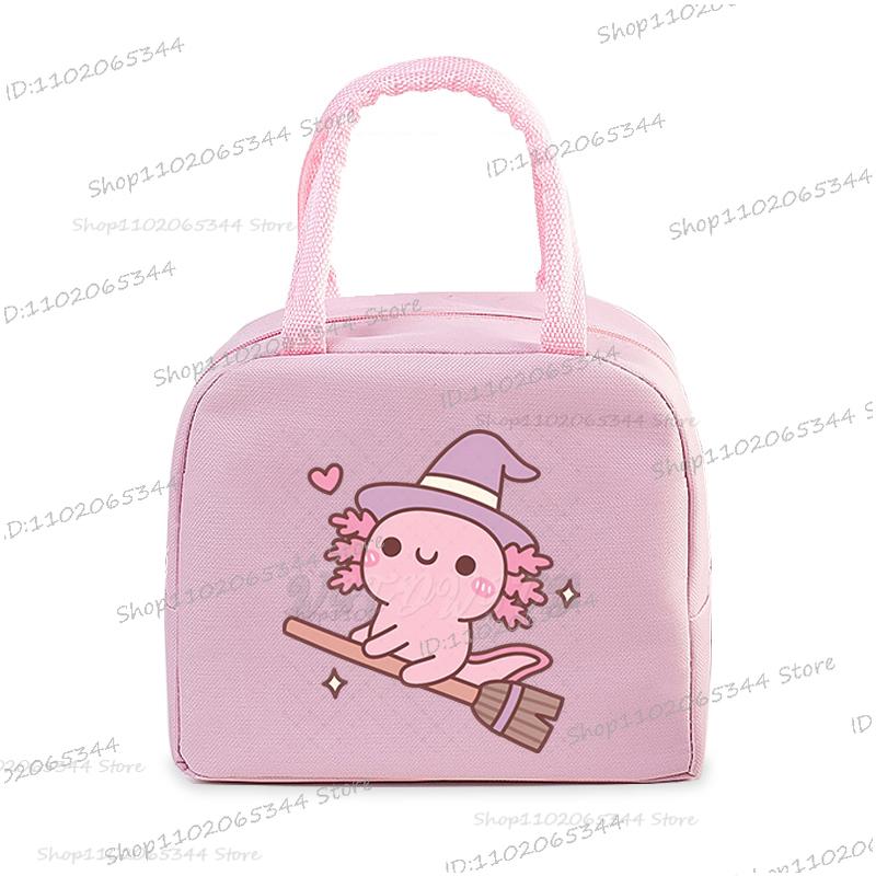 Funny Axolotl Series Lunch Bag Women Cartoon Axolotl Graphics Bento Thermal Handbags Thickened Insulation Kids Lunch Box Bag