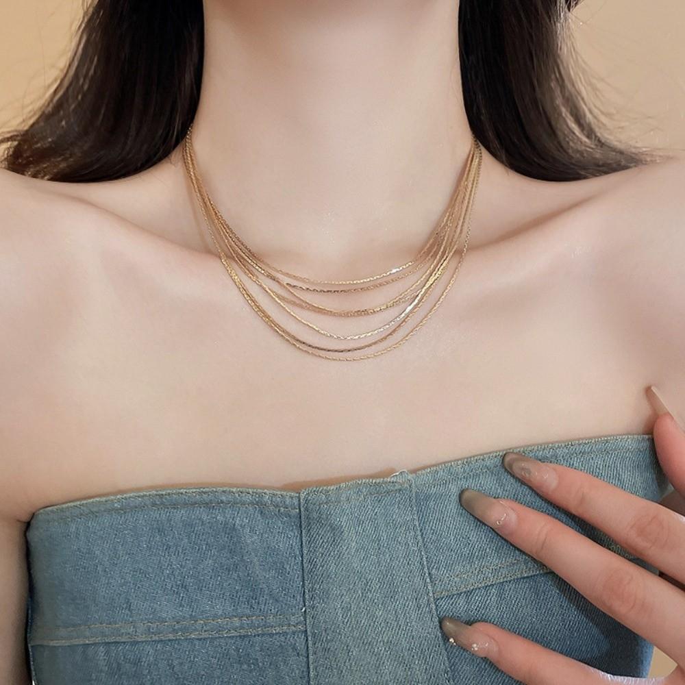 Copper Link Long Tassel Choker Exquisite Luxury Jewelry Multi-Layer Tassel Necklace Wedding Bridal