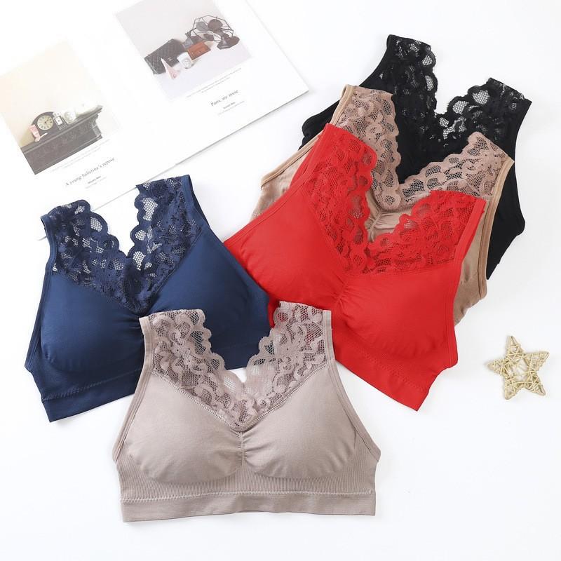 Women's beautiful back bra, plus-size plus-bust lace lace strapless bra, anti-exposure malfunction, wireless, push-up body-hugging camisole