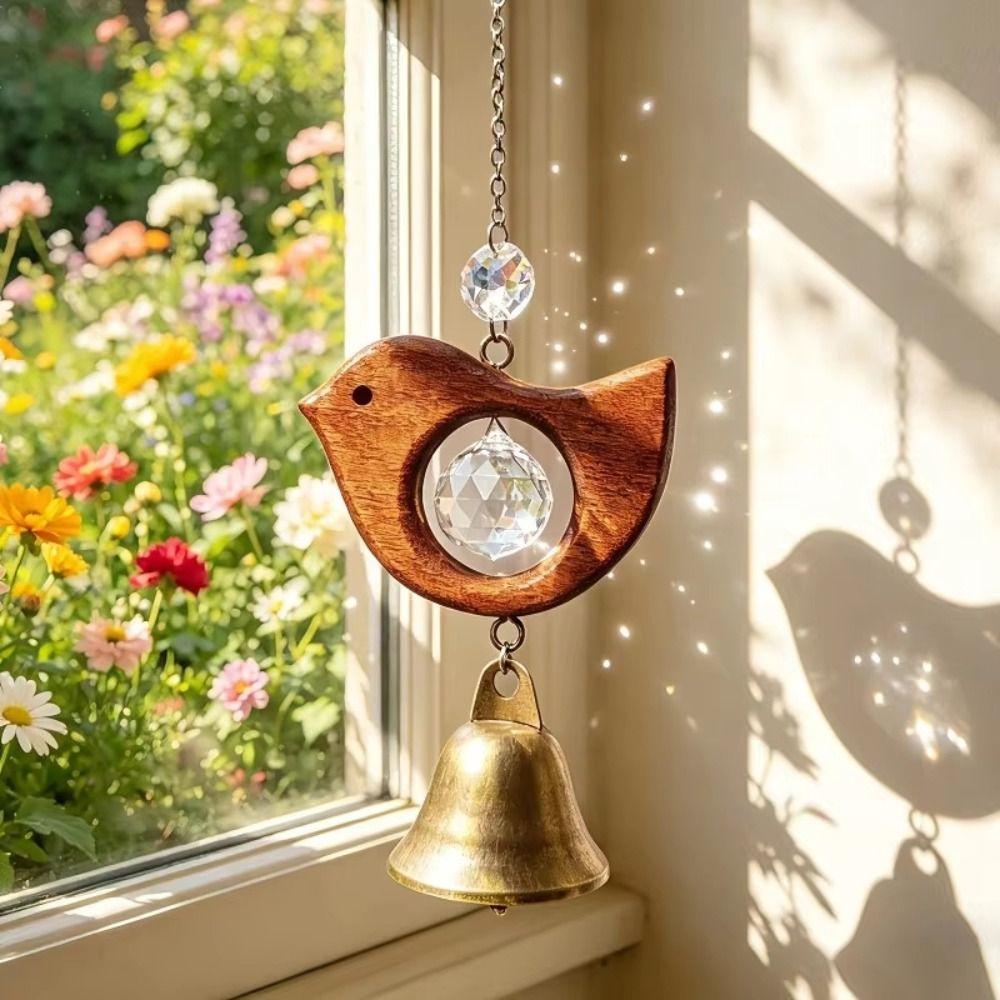 Wooden Wind Bells Reflective Sun Catcher Creative Hanging Ornament Home