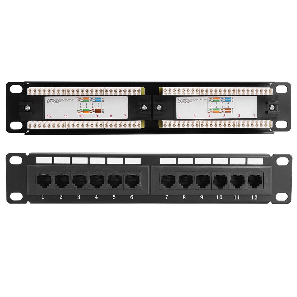 UTP 12-ports kabelställ CAT6 RJ45 Ethernet-nätverk Datapatchpanel Utan fäste
