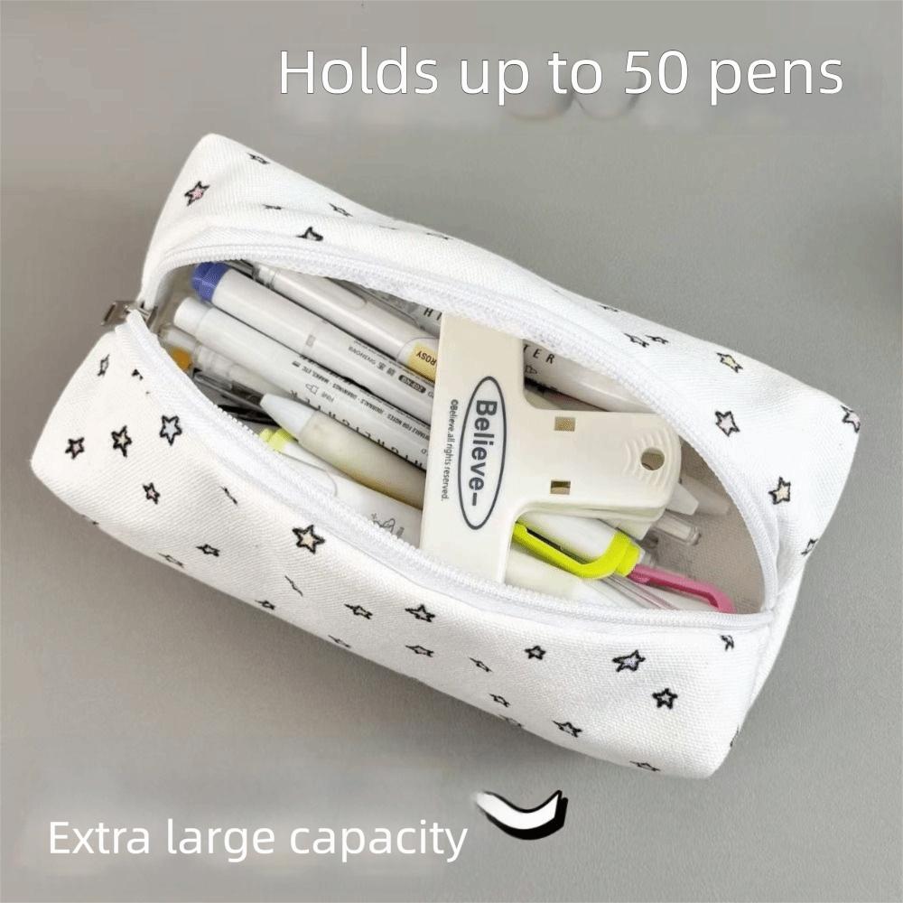Cute Starry Sky/Wave Pen Bag Large Capacity Multifunctional Stationery Bag Storage Bag for School Office