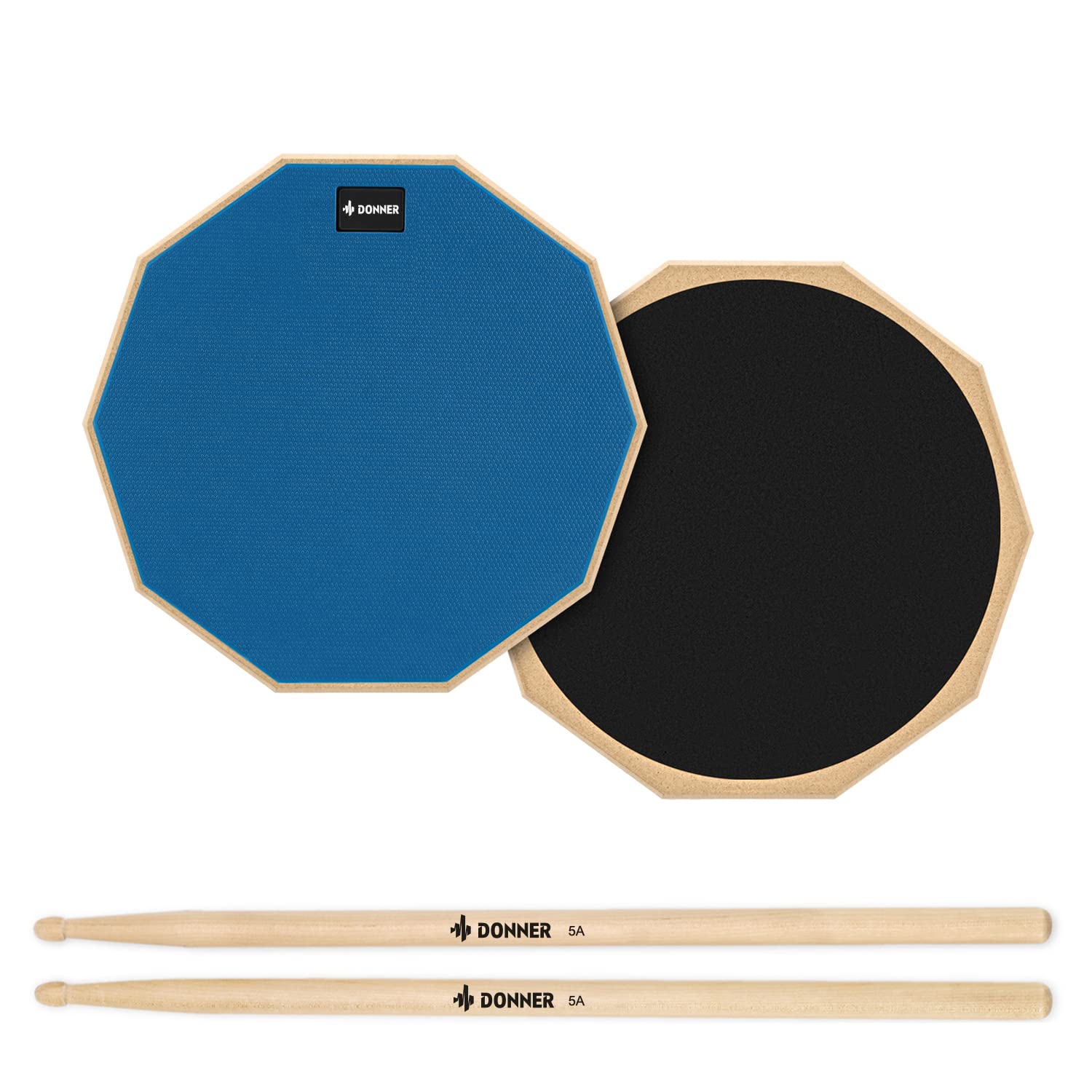 

Donner 12-inch Rubber Drum Practice Pad with Sticks, Silent, Blue