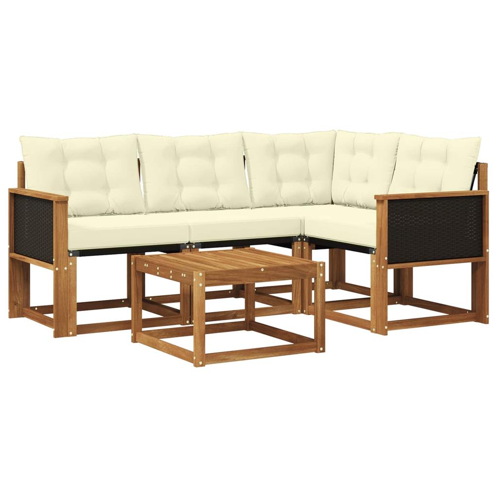 Outdoor Sofa Set with Cushions 5 pcs Natural and Cream