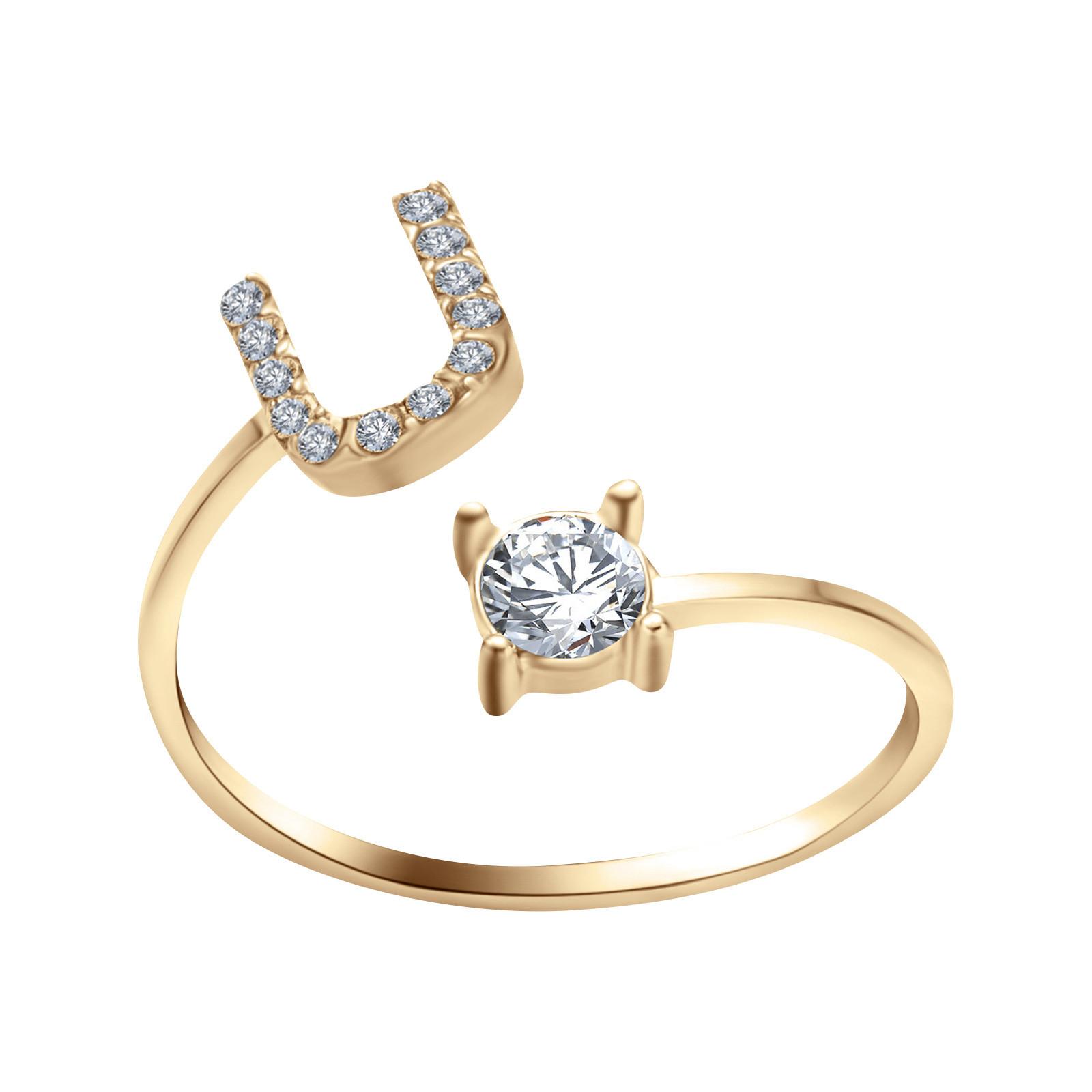 

Letter Ring For Alphabet Diamond Adjustable Rings One Size