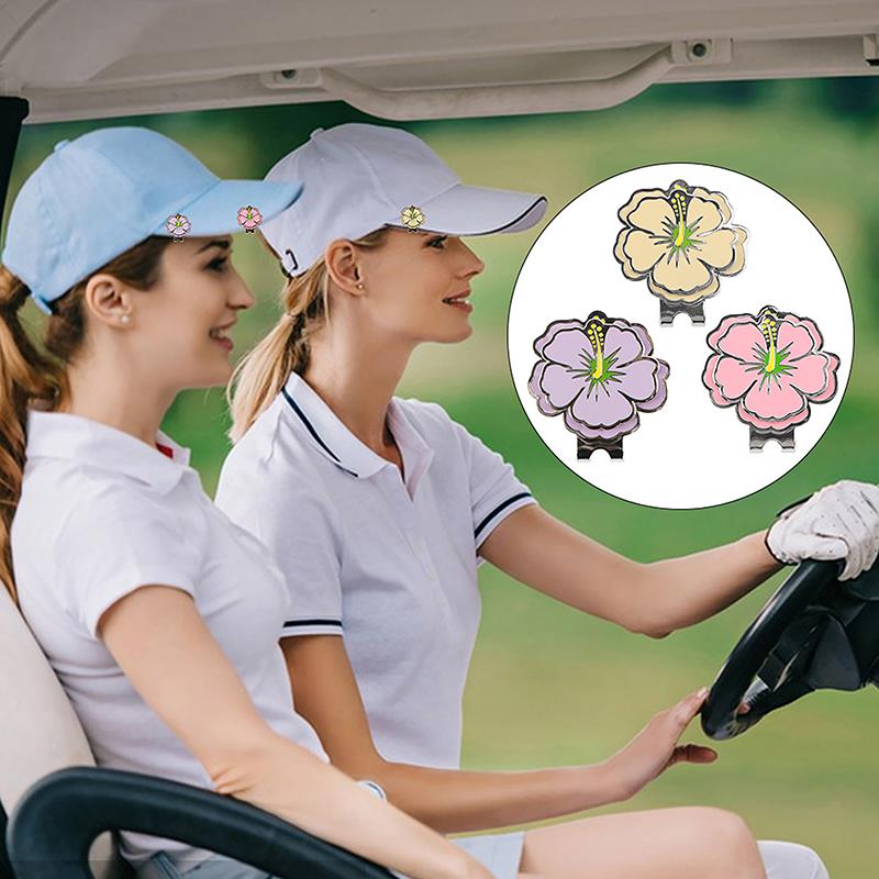 Golf Cap Clips With Magnet Mark Bow/Petal Pattern Golf Ball Marker Golf Ball Position Removable Golf Accessories