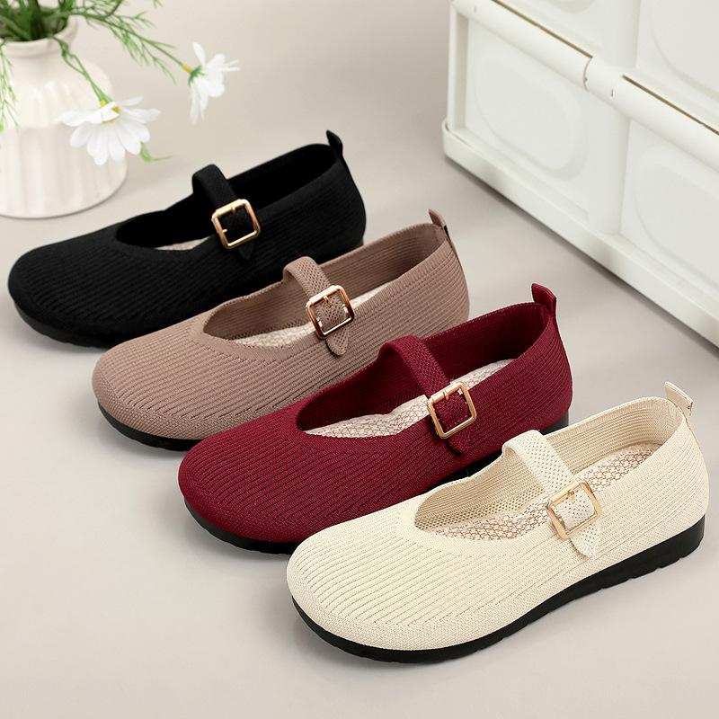 Processing and customization of spring new women's casual shoes, flying woven shoes, breathable casual shoes, non-slip and versatile women's single s