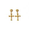 18K Gold-Plated Stainless & Titanium Steel Cross Stud Earrings for Women