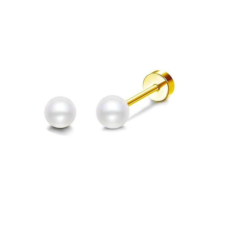 18K Gold Plated Hypoallergenic Flat Back Earrings for Women Girl Cute Toddler Kids Teen Girls Earring Set-Surgical Steel Earring