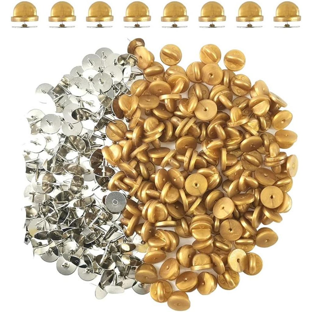 100 Set Anstecknadel-Rückseiten Krawattennadeln Rohlinge mit Nadelrückseiten für Butterfly-Verschluss-Rückseite Verriegelungsklammer für Abzeichen-Bastelarbeiten