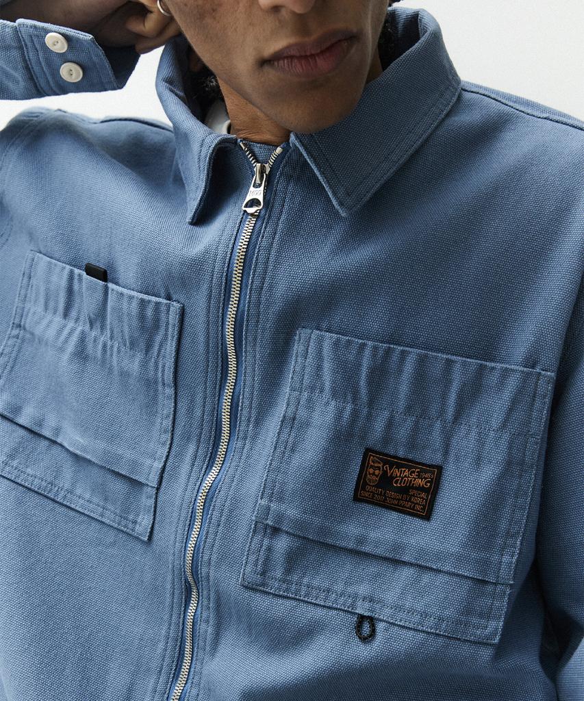 Magoodgan Hunter 5504 Canvas Oversized Grayish Blue Zip-Up Jacket