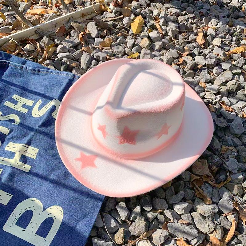 

Western cowboy rolled brim outdoor wide-brimmed sun hat, spring and summer fashion star cowboy hat, jazz fedora Average Size（56-58cm） белый