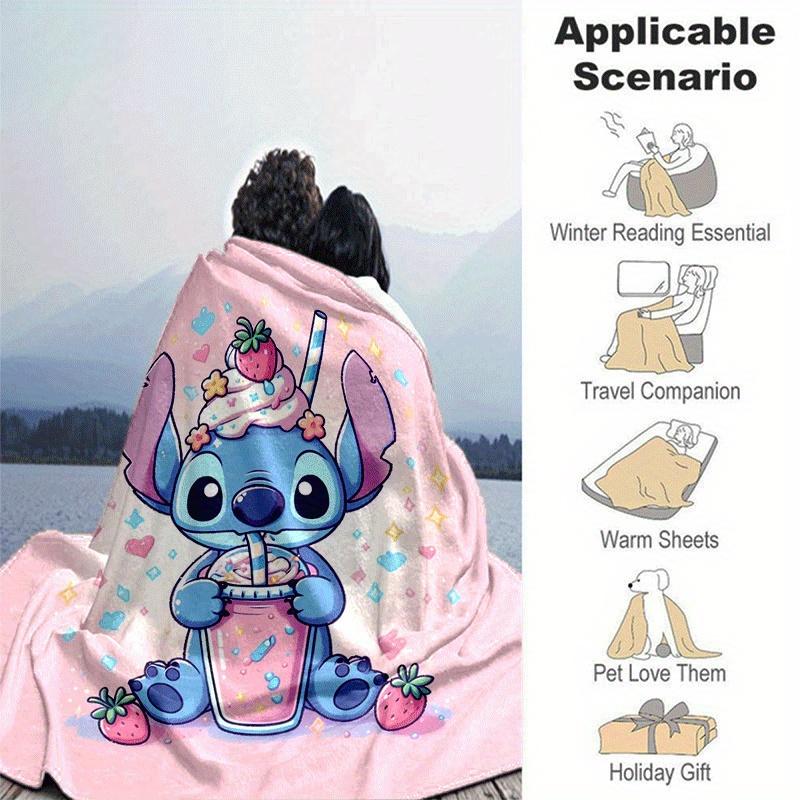 1pc Cute Stitch Printing Blanket - Soft, All-Season Throw for Living Room, Bedroom,Personalized Gift with Adorable Cartoon Design