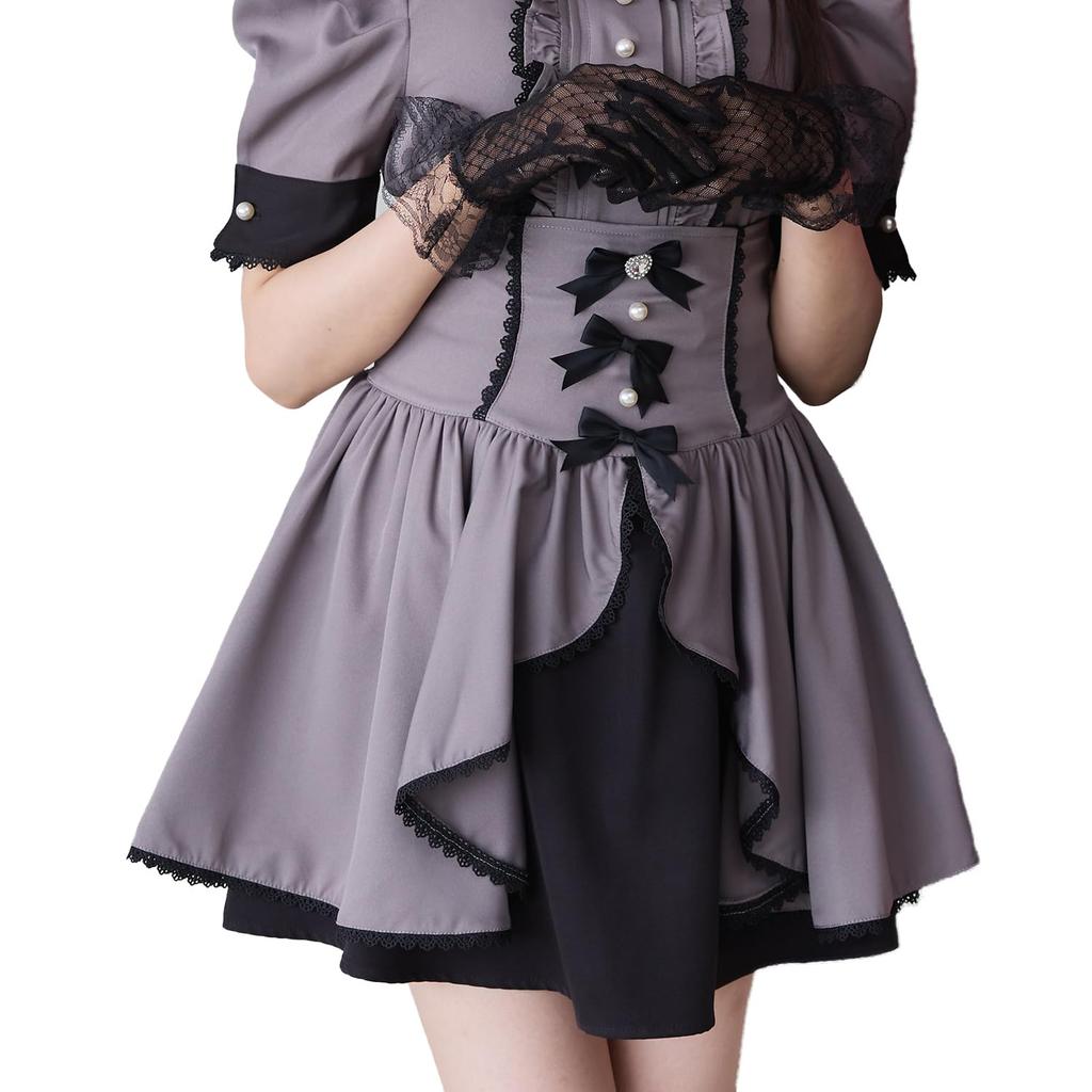 Yumetenbou Landmine Clothing Dear My Love Women's Front Ruffle Corset Skirt 534581 Gray