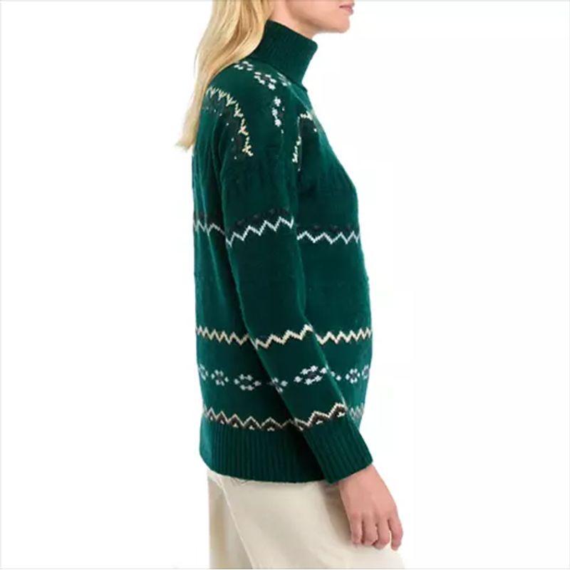 Autumn and Winter Foreign Trade European and American Plus Size Women's Clothes Fairisland Snowflake Turtleneck Sweater Thick Sweater Bottoming Shirt