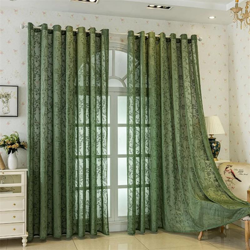 1 Stück Vintage Luxus Vorhang mit Zweigstickerei Ösenaufhängung Fertig für Wohnzimmer Schlafzimmer Balkon Küchen Dekoration