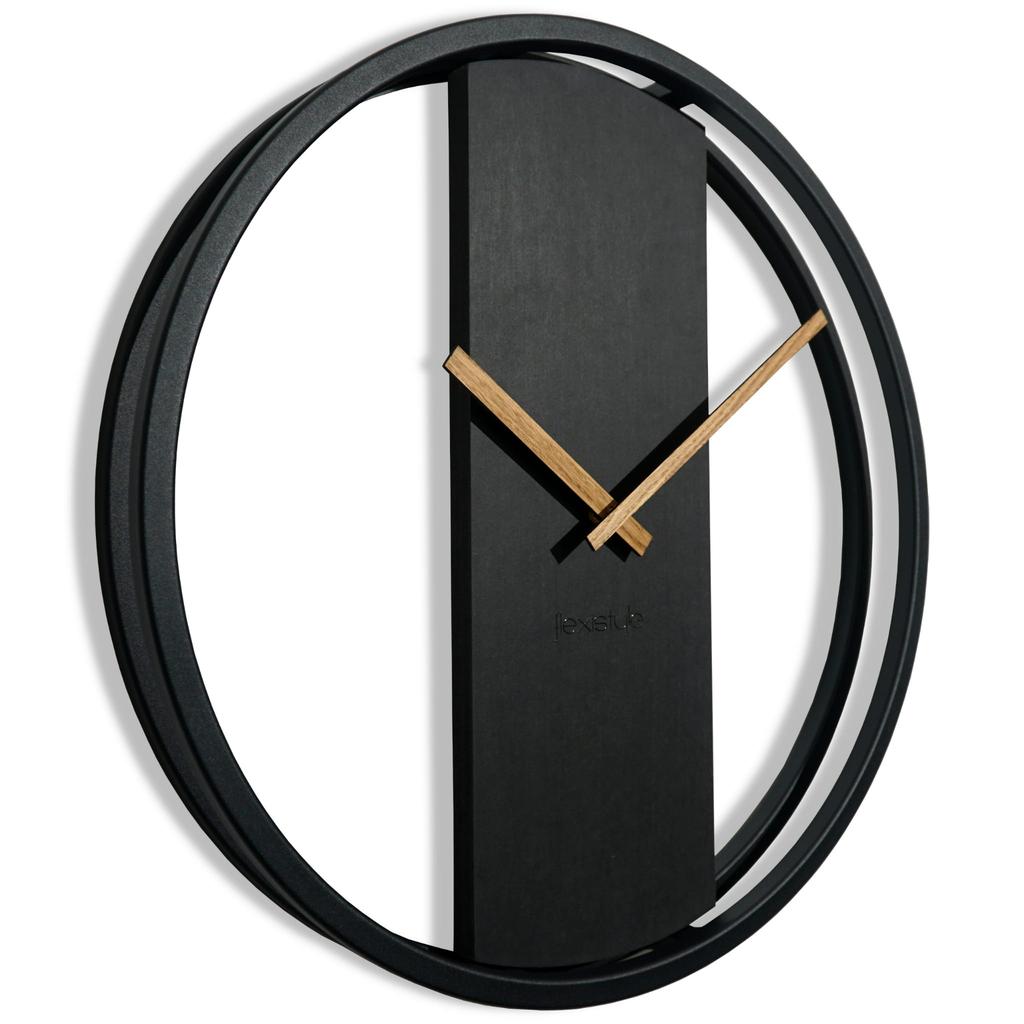 Round clock black loft oval metal 50cm
