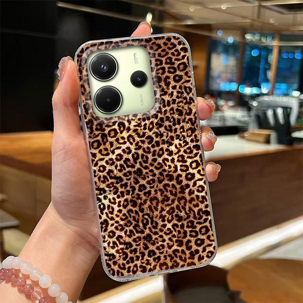 Gold Leopard Fashion Women Phone Case for Xiaomi Redmi Note 15 14 13 12 11 11S 10 10S 8 9 Pro 15C 9C 13C 14C A3 11S 9C A1 Cover