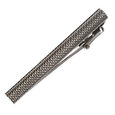 Tabarat Tie Feito em Latão com Recartilho e Garras de Jacaré Clipe Masculino, Japão, (Prata)