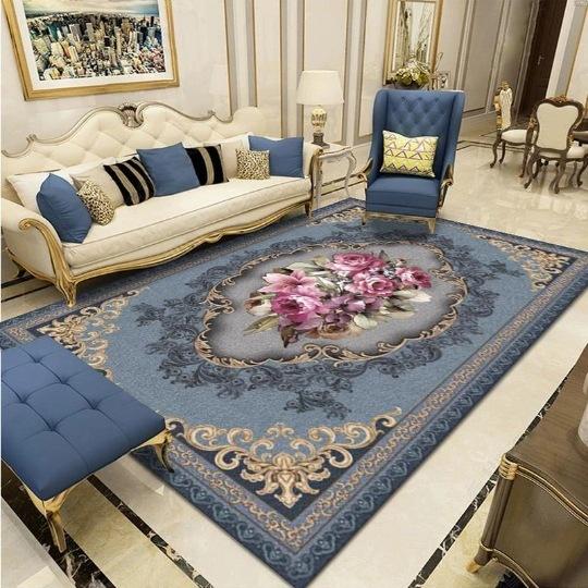 Nordic Style Ins Pastoral Flower Light Luxury Floor Mat Printed Carpet Household Living Room Coffee Table Floor Mat Bedroom Bedside Mat