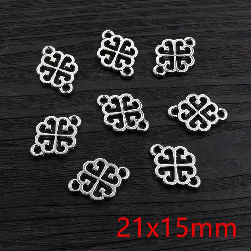 30pcs Antique Silver Plated Boho Vintage Flower Connector Charms Pendant DIY Necklace Bracelet Jewelry Making Findings Supplies