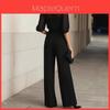 Summer Bamboo Leaf Print Chiffon Blouse And Wideleg Pants Set For Women