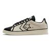 Joshua Vides x Converse Cons Pro Leather Canvas Leder Low-Top Skate-Schuhe Unisex Off-White und Schwarz