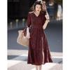 Demana French Style Printed Chiffon V-neck Dress