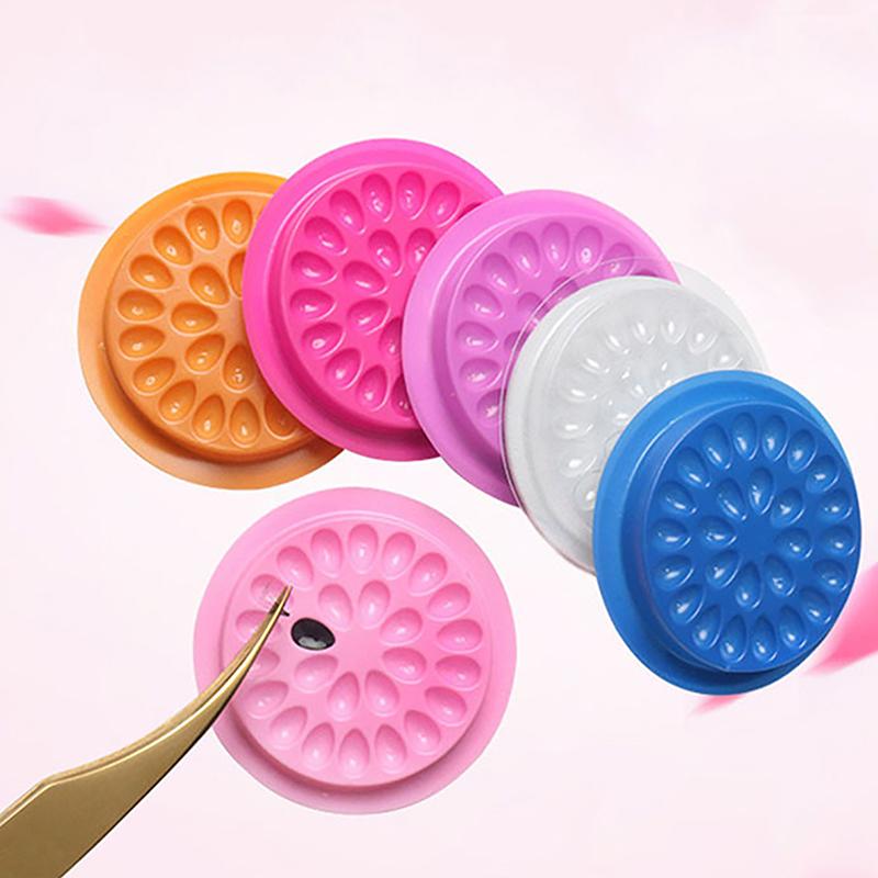 20 Stücke Kleberhalter für falsche Wimpern, Kunststoff-Wimpernkleberhalter, Tablett, Wimpernverlängerungspalettenpads, Wimpernverlängerungswerkzeug, Salon