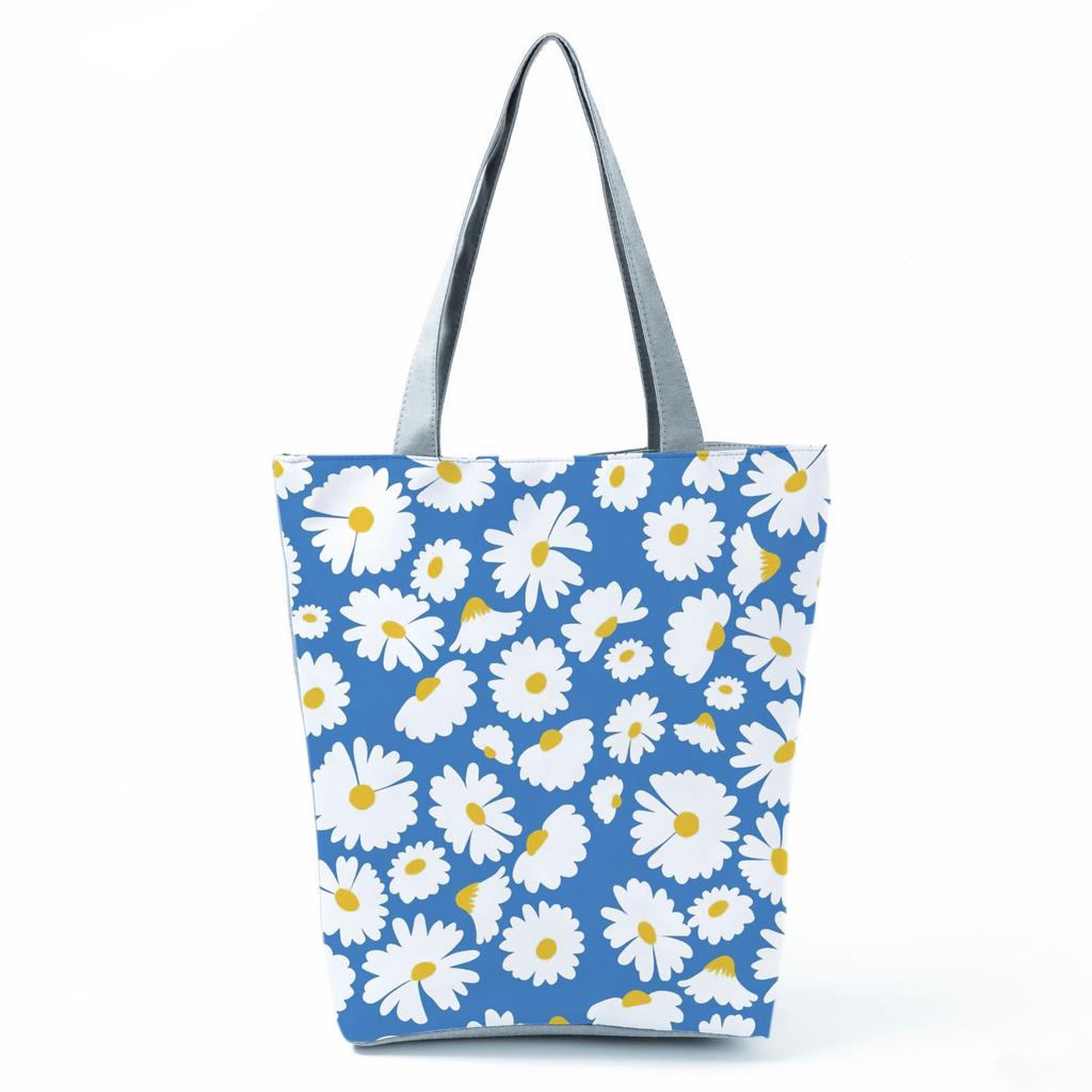 High Capacity Shoulder Bag Shopping Bags Bright Colors Floral Print Handbag Casual Travel Multi Functional Beach Bag Commuting Tote Bag