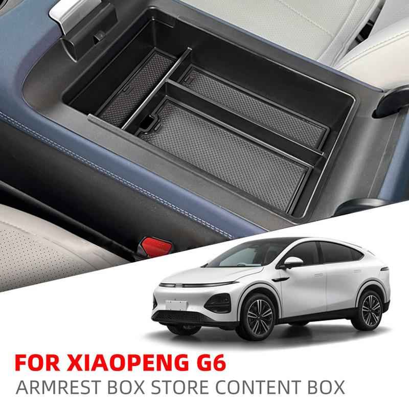 For Xiaopeng G6 Armrest Storage Box Car Central Control Organizer Container Stowing Tiding ABS Interior Tray Accessories