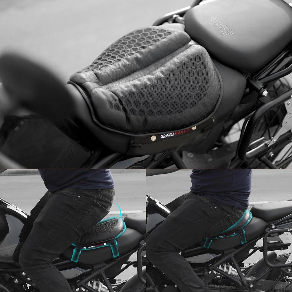 Gel Air Seat Cushion | 3D Honeycomb Gel Structure | Universal Fit | Detachable Cover | Ideal for Bike, Office, Car & Home | Lumbar Support