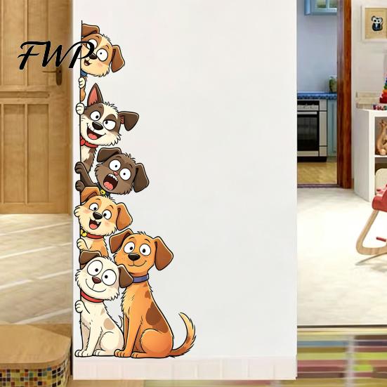 Cartoon Cat or Dog Wall Art Cute Cats/Dogs Stickers, Waterproof PVC Decals, Peel And Nursery Room Decorations Stick Decorative Murals for Bedroom