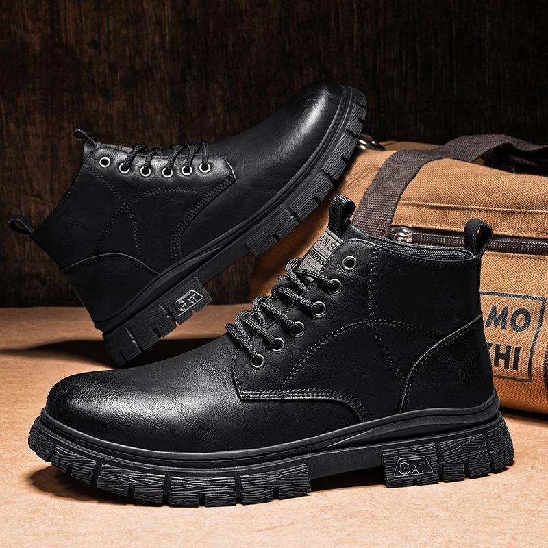 Herrenschuhe Winter neu neu mittelhohe und hohe Martin-Stiefel Herren britische niedrige Freizeitlederschuhe amerikanische Retro-Tooling-Schuhe