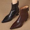 Mid-heel Office Ladies Brown Short Boots Elegant Leather Pointed Toe Ankle Boots Fashion Shoes for Woman Size 34-42 Botas Mujer