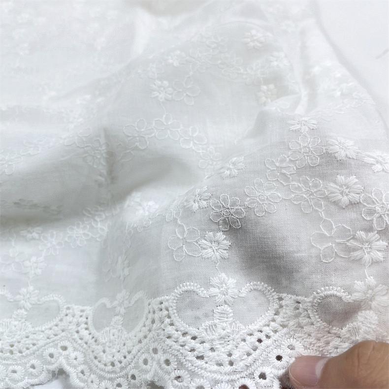 Wavy Edge Embroidered Cotton Fabric for Dresses, Kids' Clothing, Home Textiles, Tablecloths, and Shirts