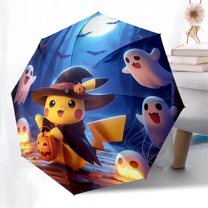 1pc Halloween Pikachu Automatic Folding Umbrella] Durable Iron Frame & Rod, Portable Folding, Makes a Great Holiday Gift Yy251016240