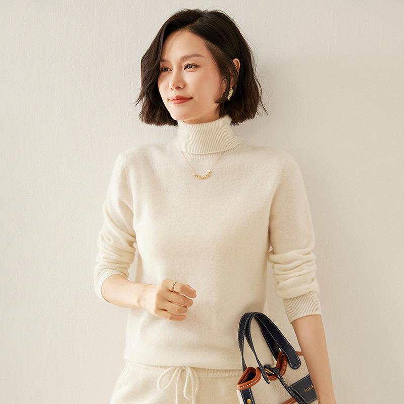 

Женский кашемировый свитер с высоким воротником: Модный трикотажный пуловер облегающего кроя на осень/зиму. 2XL (suitable for 130-145 jin)