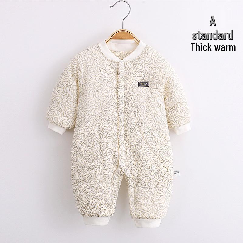 Infant Quilted Winter Romper, Thick Cotton 150g - Warm, Boneless Baby Jumpsuit for Autumn/Winter